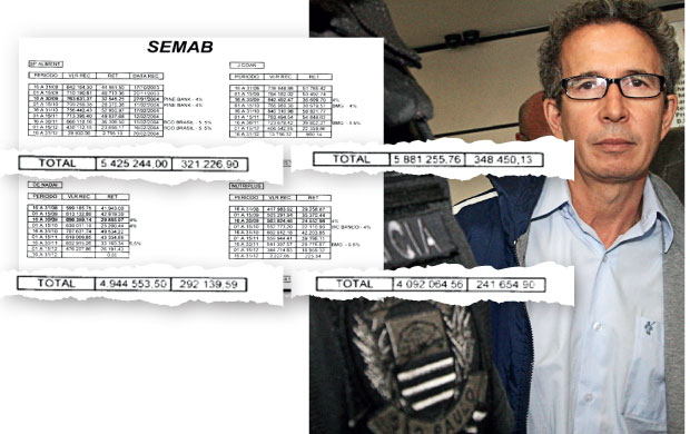 NA PLANILHA  O empresário Eloizo Durães, ao ser preso em 2010. Acima, a tabela de pagamentos que ele é acusado de ter feito à prefeitura de São Paulo em 2003 e 2004  (Foto: André Lessa/AE)