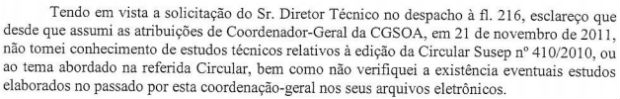 Outro documento aponta que não houve estudos técnicos para a Susep aumentar o taxa de R$ 60 para R$ 100 na gestão de Vergílio  (Foto: reprodução)
