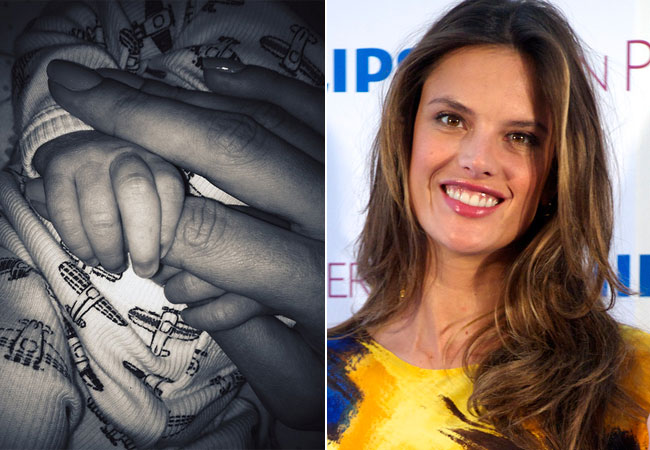 Alessandra Ambrosio mostrou a mãozinho do filho recém-nascido (Foto: Reprodução e Getty Images)